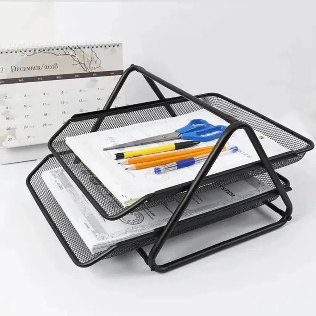 Foska-Layers Metal Mesh Office Organizer File Tray-Accessories And Organizers-Foska-Star Light Kuwait