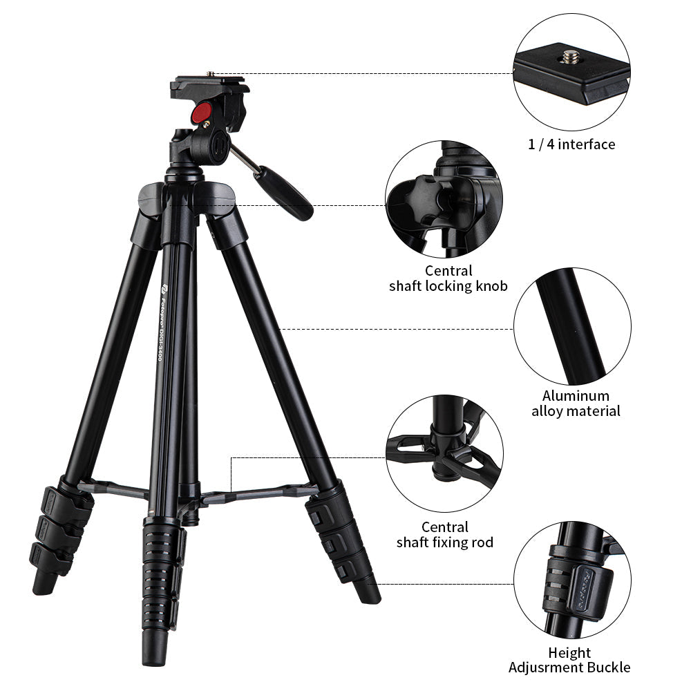 Fotopro 3-Dimensional Head Tripod Stand, DIGI-3400 - Black - Star Light Kuwait