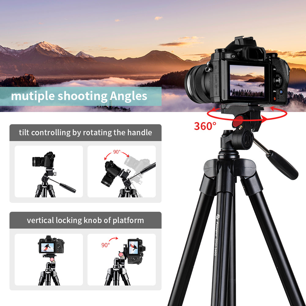 Fotopro 3-Dimensional Head Tripod Stand, DIGI-3400 - Black - Star Light Kuwait