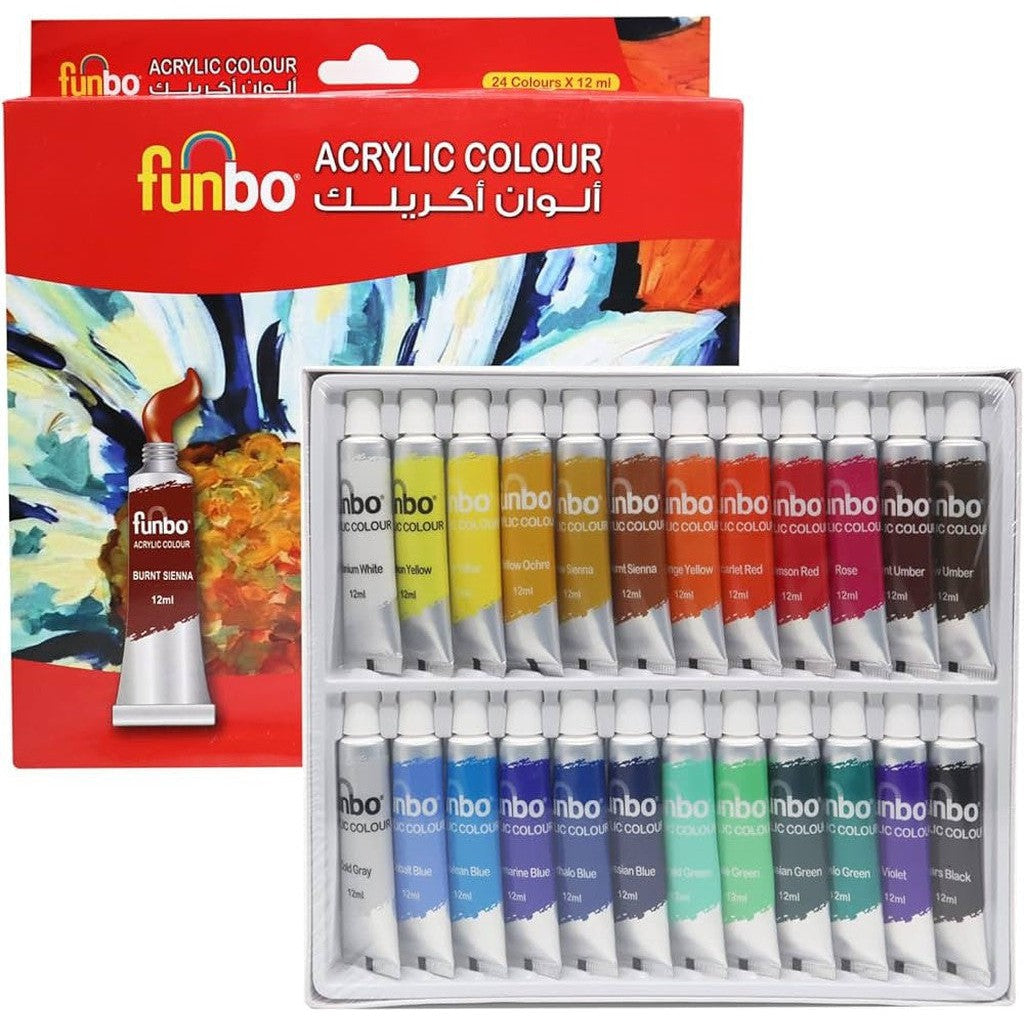 Funbo Acrylic Colors Set Of 24 - 12Ml-Drawing And Coloring-FUNBO-Star Light Kuwait