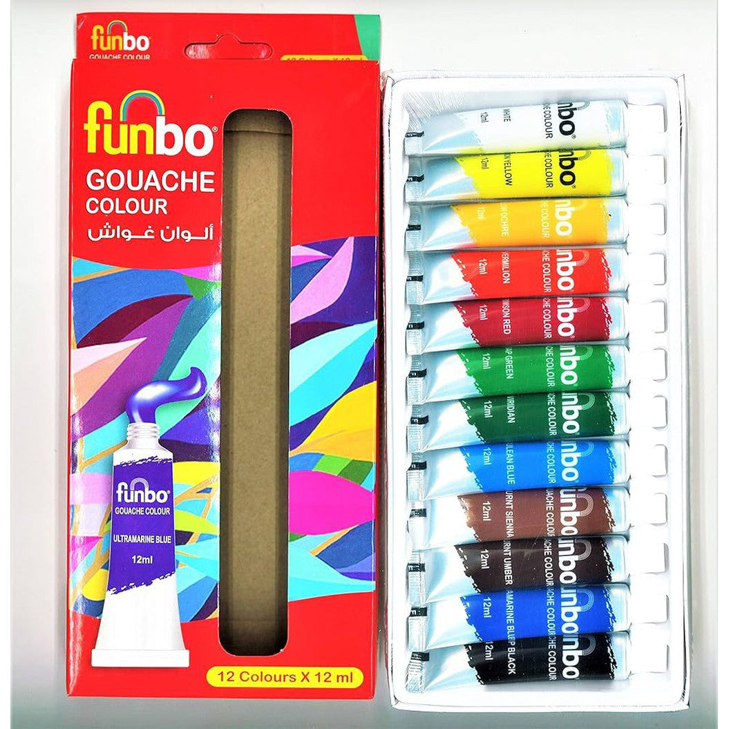 Funbo Gouache Colors Set Of 12- 12Ml-Drawing And Coloring-FUNBO-Star Light Kuwait