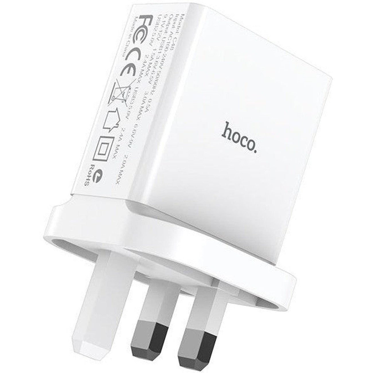 HOCO C48 Breakthrough QC3.0 three ports charger(UK) - White - Star Light Kuwait