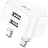 HOCO C90B Grandiose dual port charger set(iP) (UK) - White - Star Light Kuwait