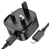شاحن حائط HOCO CS32B Rich مع كابل USB-C - USB-C / USB-A / أسود