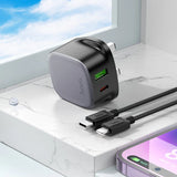 شاحن حائط HOCO CS32B Rich مع كابل USB-C - USB-C / USB-A / أسود