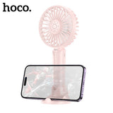 HOCO DF07 Mini Handheld Fan 1200 mAh Battery with Phone Holder - Pink