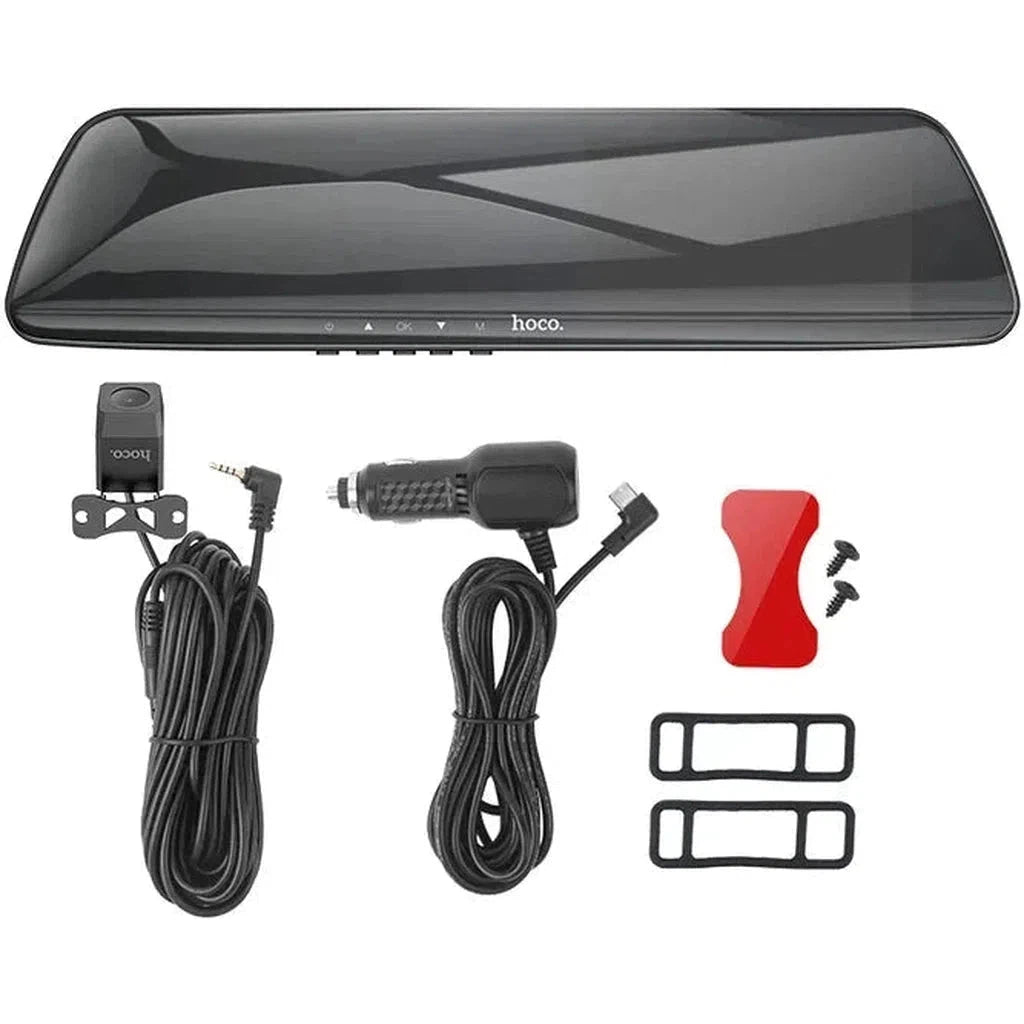 HOCO DV4 4.5-inch rearview mirror driving recorder(dual-channel) - Star Light Kuwait