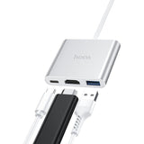 HOCO HB14 Easy use Type-C adapter(Type-C to USB3.0+HDMI+PD) - Silver - Star Light Kuwait