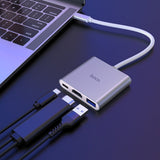 HOCO HB14 Easy use Type-C adapter(Type-C to USB3.0+HDMI+PD) - Silver - Star Light Kuwait