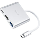 HOCO HB14 Easy use Type-C adapter(Type-C to USB3.0+HDMI+PD) - Silver - Star Light Kuwait
