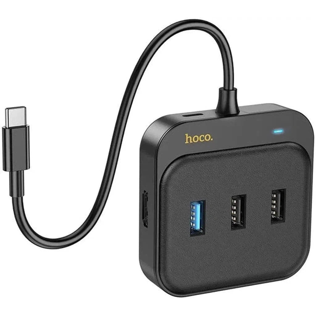 HOCO HB38 Easy link 7-in-1 Multiport Adapter(HDTV+SD/TF+USB3.0+USB2.0*2+PD100W) - Star Light Kuwait