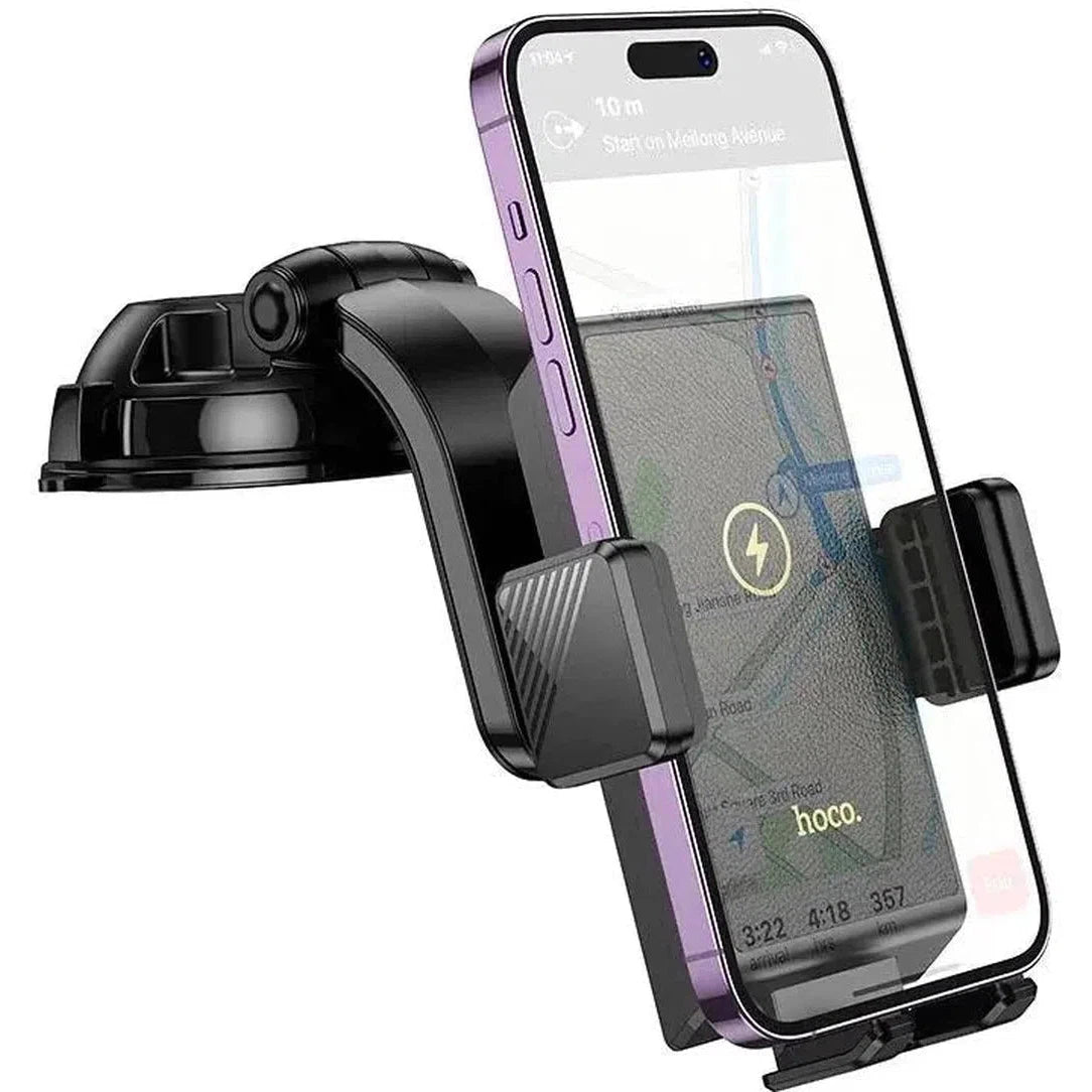 HOCO HW22 Precious wireless fast charging car holder(center console) - Black - Star Light Kuwait