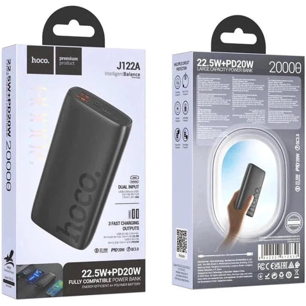 HOCO J122A Respect 22.5W+PD20W fully compatible power bank(20000mAh) - Black - Star Light Kuwait