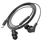 سماعة أذن سلكية HOCO M114 - منفذ USB-C / طول 1.2 متر / أسود