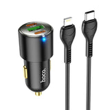 شاحن سيارة HOCO NZ6 - 45 واط / منفذ USB-C / منفذ Lightning / أسود