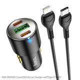 شاحن سيارة HOCO NZ6 - 45 واط / منفذ USB-C / منفذ Lightning / أسود
