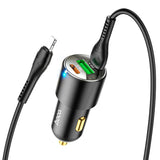 شاحن سيارة HOCO NZ6 - 45 واط / منفذ USB-C / منفذ Lightning / أسود