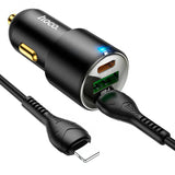 شاحن سيارة HOCO NZ6 - 45 واط / منفذ USB-C / منفذ Lightning / أسود