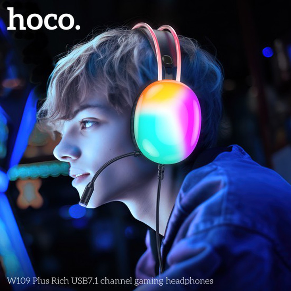 HOCO W109 Plus Rich USB7.1 channel gaming headphones - Star Light Kuwait