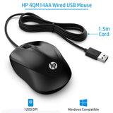 HP Wired Mouse 1000 - 1200 DPI / Black