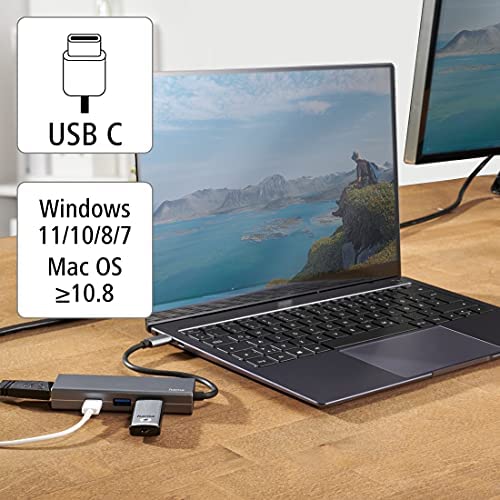 Hama USB-C Hub, Multiport, 4 Ports, 2 x USB-A, USB-C, HDMI-Adapter-Hama-Star Light Kuwait