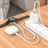 كابل شحن Hoco CW54 ثنائي الاستخدام لأجهزة iPhone وiWatch - أبيض