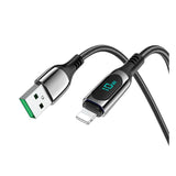 كابل شحن Hoco مزود بشاشة عرض طاقة الشحن 2.4 أمبير، من USB إلى Lightning، بطول 1.2 متر - S51