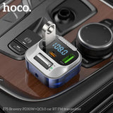 شاحن سيارة Hoco E75 بقوة 30 واط يدعم الشحن السريع PD و USB و QC3.0 وبلوتوث ومشغل MP3 وراديو FM - أسود