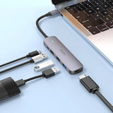 محول Hoco HB27 متعدد الوظائف من النوع C (HDTV+USB3.0+USB2.0*2+PD)