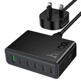 Hoco Modern Charging Station – 70W PD Fast Charge Hub with USB-C & Dual USB-A (UK Plug)
