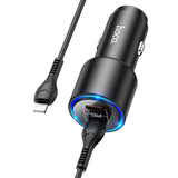 شاحن سيارة Hoco NZ3 بإضاءة LED - من النوع C / Lightning / أسود