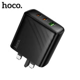 Hoco PD45W 3-Port Wall Charger (UK Plug) – 2x USB-C + 1x USB-A