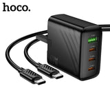 Hoco PD67W3 4-Port Fast Charger – 67W GaN Power Adapter with Type-C to Type-C Cable