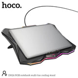Hoco RGB Notebook Multi-Fan Cooling Stand – Adjustable Laptop Cooler (8 Fans, Black)