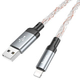 كابل بيانات وشحن Hoco U112 Shine لأجهزة iPhone بطول 1 متر - رمادي