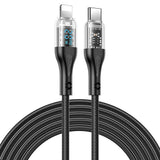 Hoco U115 Lightning to Type C PD 20W Transparent Data Cable With Display – 1.2 Meter / Black