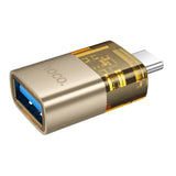 Hoco USB-C / Type-C Male to USB Female OTG Transparent Adapter – Gold
