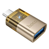 Hoco USB-C / Type-C Male to USB Female OTG Transparent Adapter – Gold