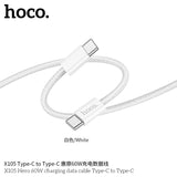 كابل شحن ونقل بيانات Hoco X105 Hero بقوة 60 واط، من النوع C إلى النوع C، بطول 1 متر