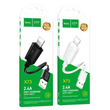 كابل شحن ونقل بيانات Hoco X73 - USB / Lightning / 1 متر / أسود