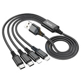 كابل شحن Hoco X76 4 في 1 - Lightning / 2x Type-C / Micro USB / 1 متر / أسود