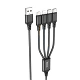كابل شحن Hoco X76 4 في 1 - Lightning / 2x Type-C / Micro USB / 1 متر / أسود