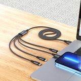كابل شحن Hoco X76 4 في 1 - Lightning / 2x Type-C / Micro USB / 1 متر / أسود