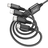 كابل شحن Hoco X76 4 في 1 - Lightning / 2x Type-C / Micro USB / 1 متر / أسود