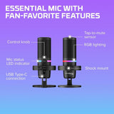 HyperX DuoCast Wired RGB Gaming and Streaming Microphone-Black