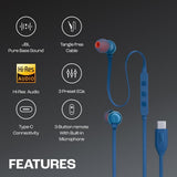 JBL Tune 310C USB-C Headphones - In-ear / Wired / Blue