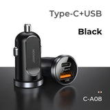 Joyroom Mini Dual-Port 30W Smart Car Charger PD+QC3.0 - Black