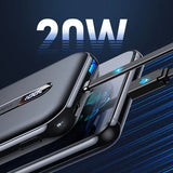 Joyroom power bank with built-in Lightning cable 20W 10000mAh PD QC3.0 black