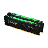 مجموعة ذاكرة Kingston 32GB (2x16GB) DDR4 3200Mhz Fury Beast RGB لأجهزة الكمبيوتر المكتبية (KF432C16BBAK2/32)