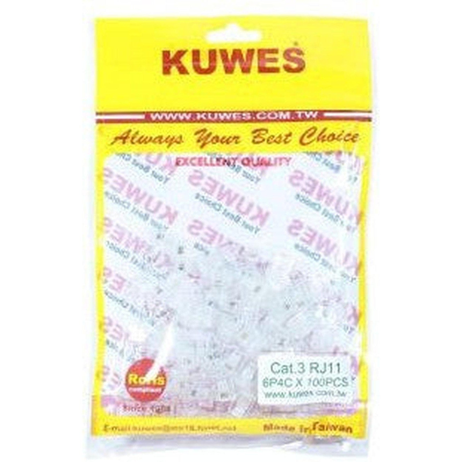 Kuwes Rj11 Connector 6P4C 100 Pcs Pack-Network Tools Accessories-Kuwes-Star Light Kuwait